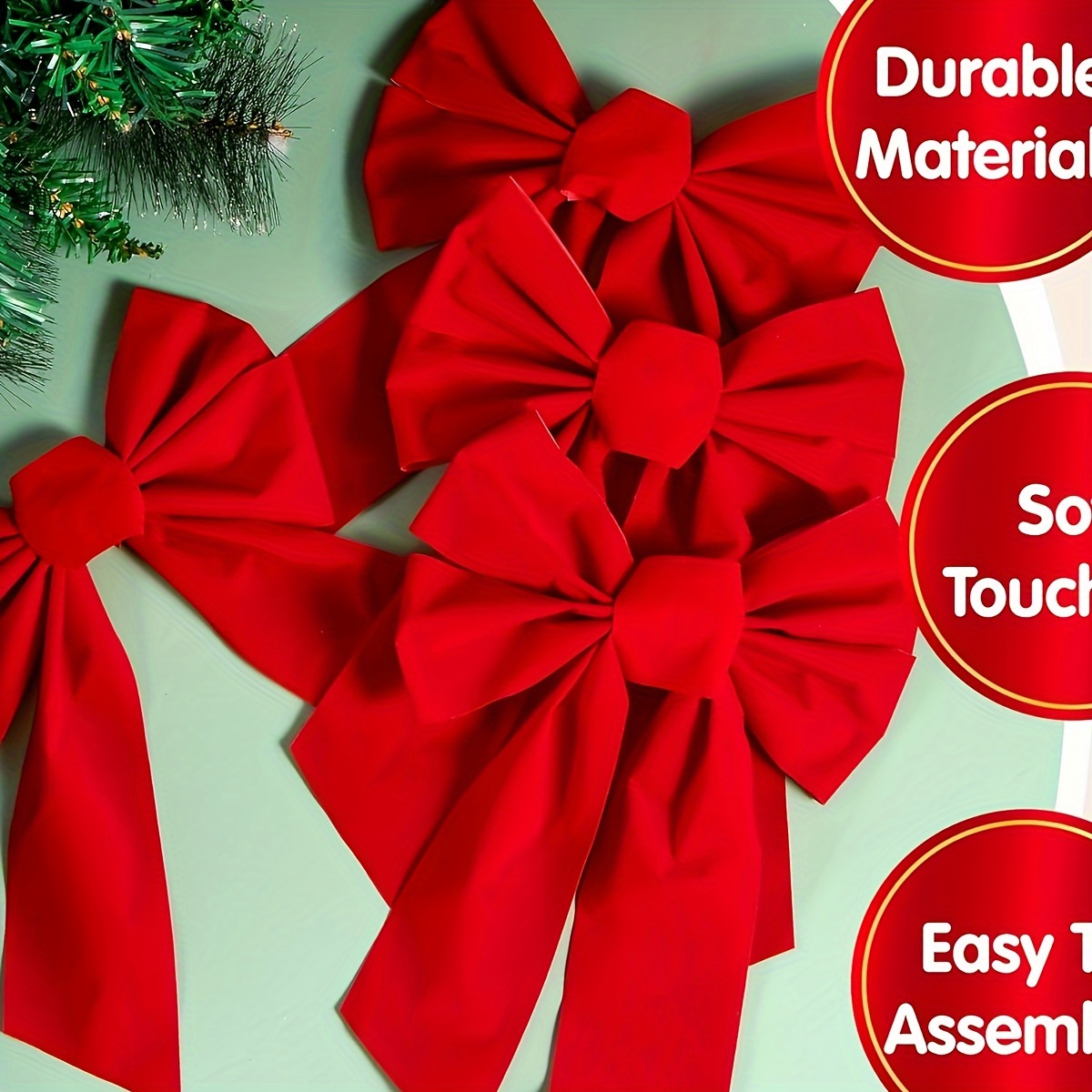 

8pcs Christmas Bows, 13" X 9" - Ideal For Wreaths, Garlands & Tree Decorations, Indoor/outdoor Holiday Decor, Best For Christmas, Thanksgiving