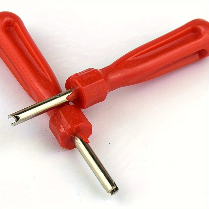 

Tire Valve Core Removal Tool - Red Rubberized Wrench With Metal Screwdriver For Repairs And Maintenance