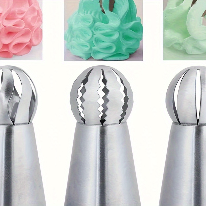 

3pcs Piping Tips, Stainless Steel Piping Tips Set, Ball Shaped Icing Nozzles, Professional Decoration Tips, For Home Kitchen And Bakery, Cake Decorating Supplies, Kitchen Supplies