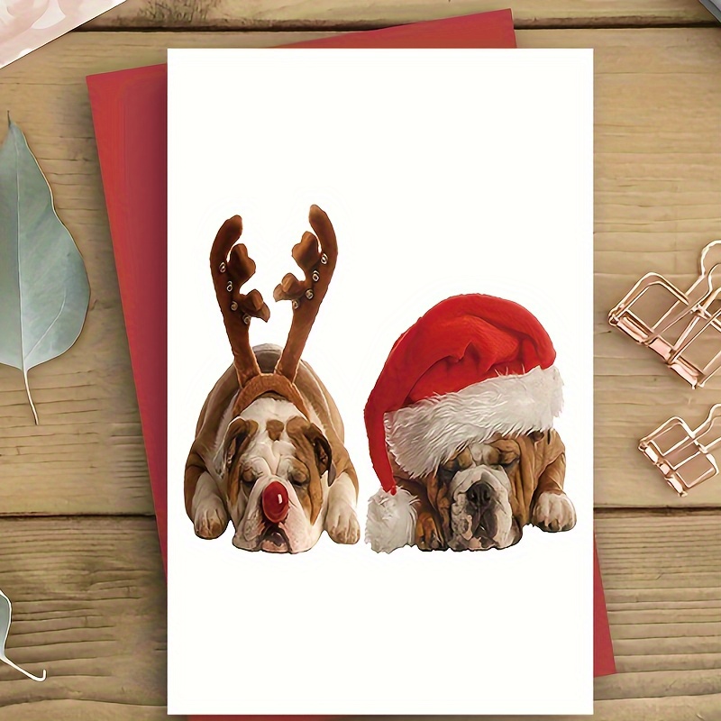 

1pc Christmas Greeting English Bulldogs In , For ,