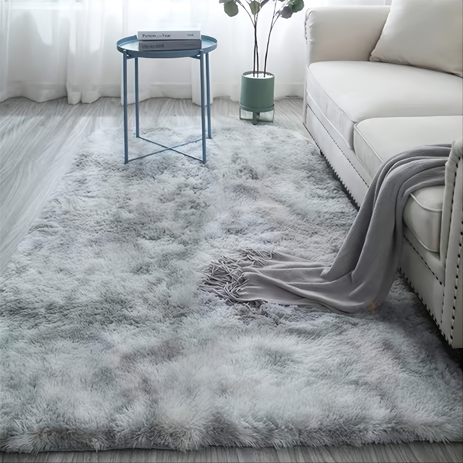 TABAYON Shaggy Tie-Dyed Coffee Rug, 2x3 Area Rugs for Living Room,  Anti-Skid Extra Comfy Fluffy Floor Carpet for Indoor Home Decorative