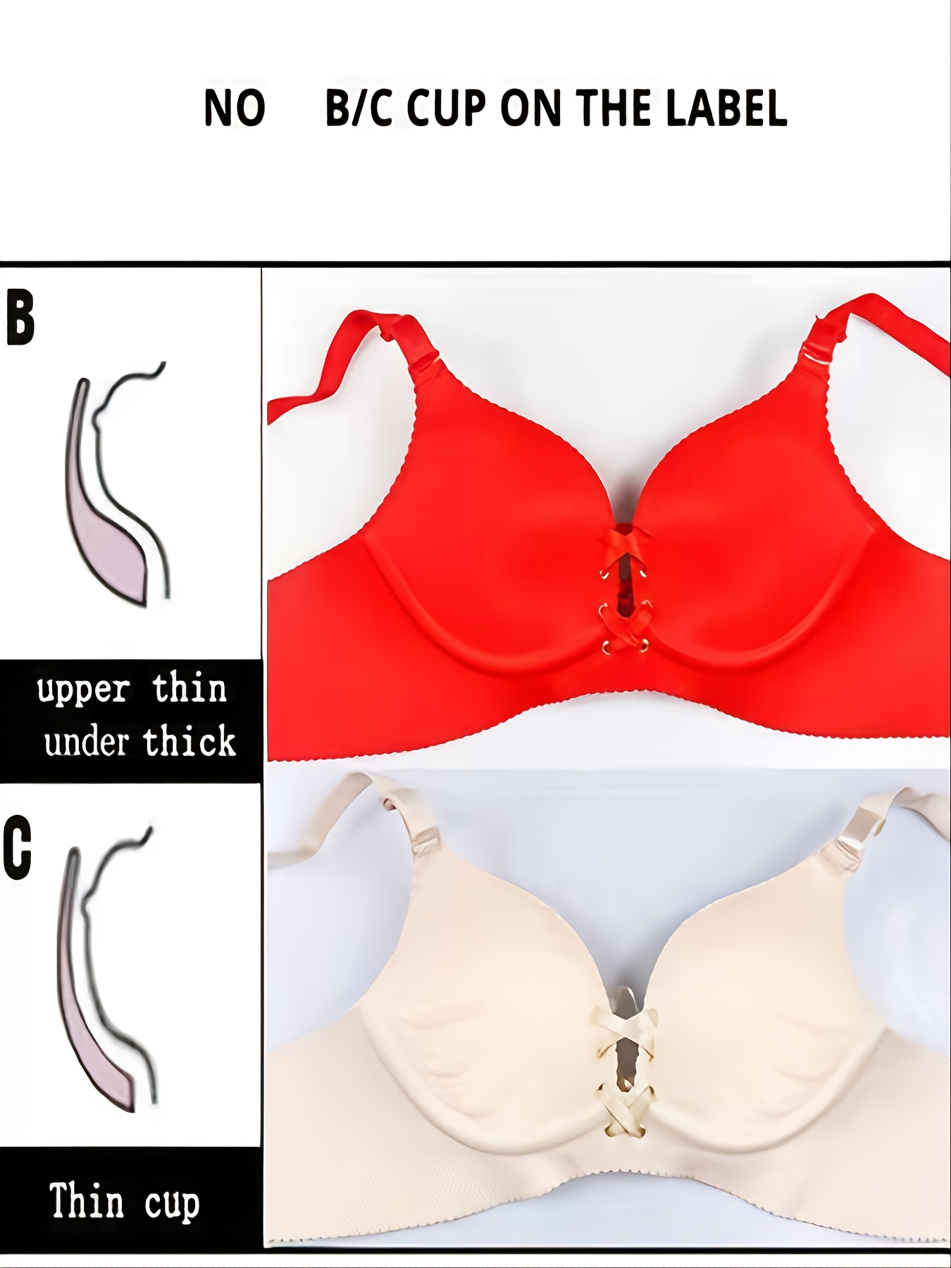 Womens Push Up Drawstring Bras Plus Size Wirefree Cleavage Bra