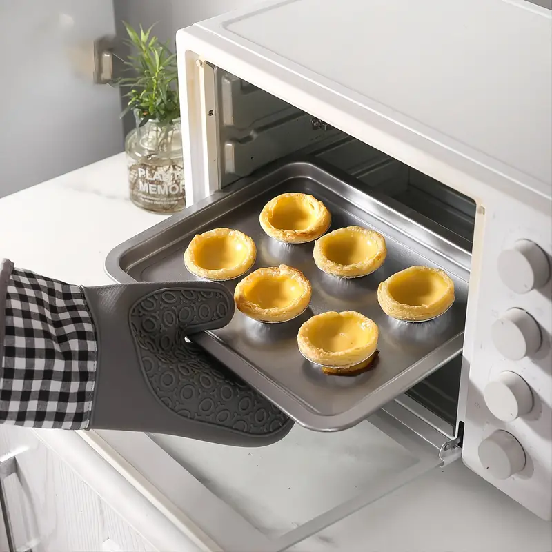 1pc Two Finger Plaid Pattern Silicone Thickened Oven - Temu