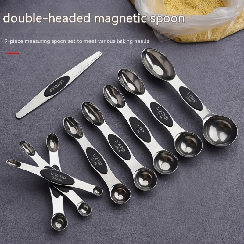 Stainless Steel Measuring Spoon, Magnetic Suction Double Head