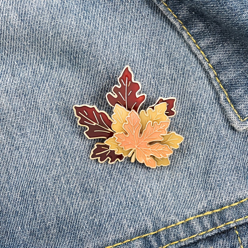 Maple Leaf Enamel Alloy Brooch Pin Badge Pin Leaf Shape - Temu
