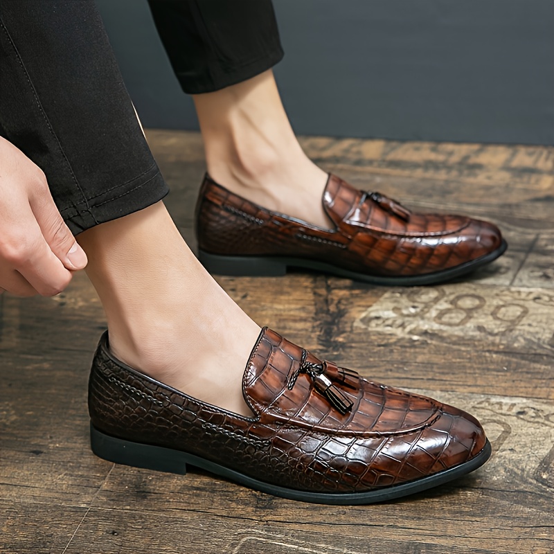 Farwarwo Men's Crocodile Printed Leather Oxford Shoes, Formal