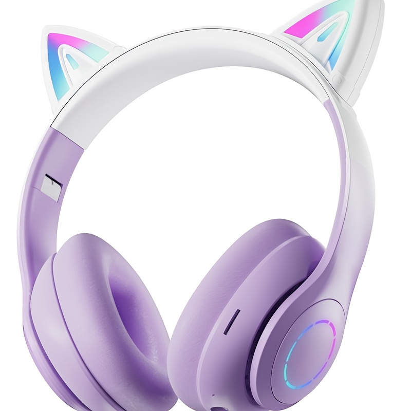 Cat's Ears LED Bluetooth Headphones, Active Noise Cancelling Headphones,  Wireless Headsets Over Ear, 8Hours Playtime, Hi-Fi Stereo, Deep Bass for