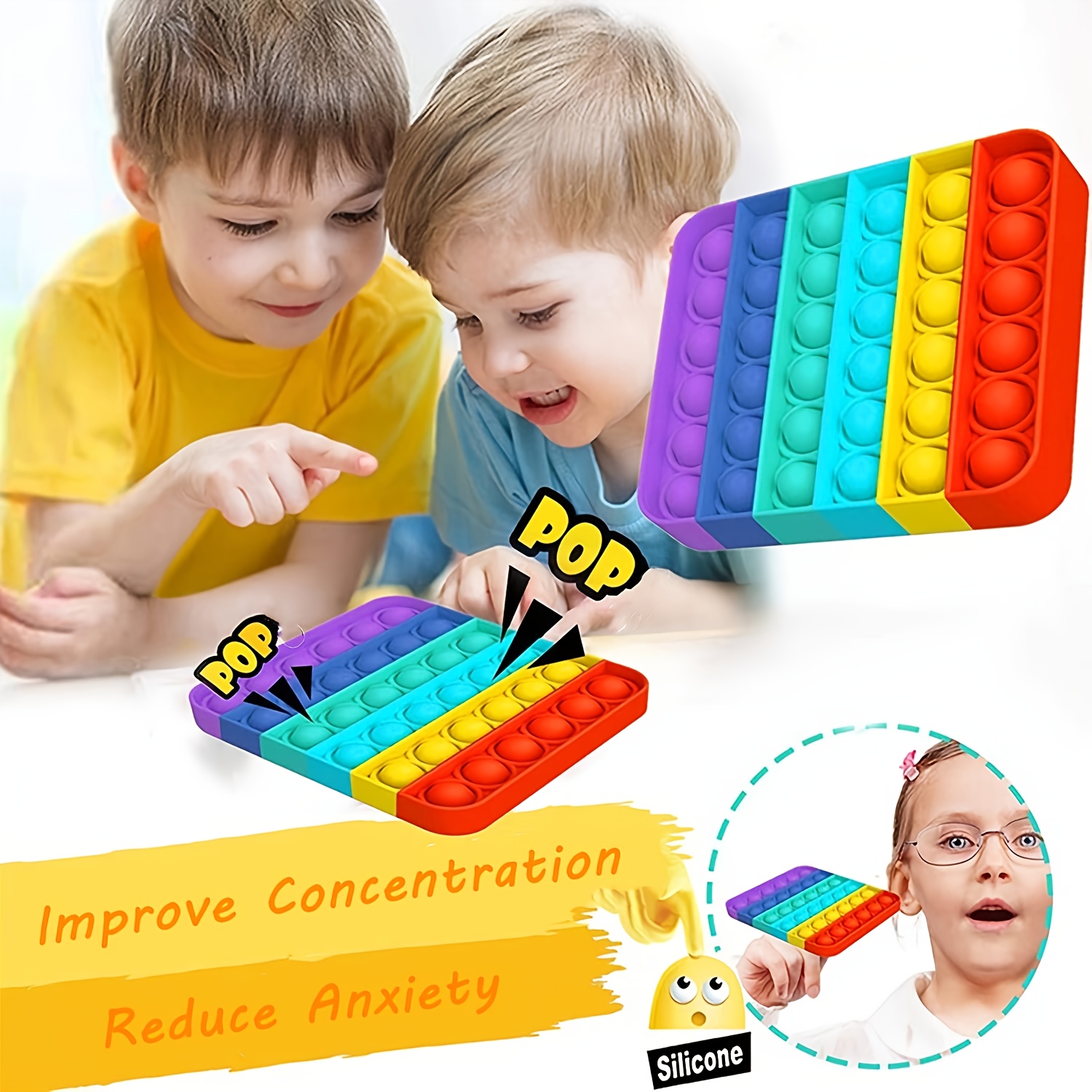 couleur Y Jouets pour les doigts Pop It, jeu pour enfants adultes, jouet  sensoriel pour autisme, besoins spéciaux, anti-Stress