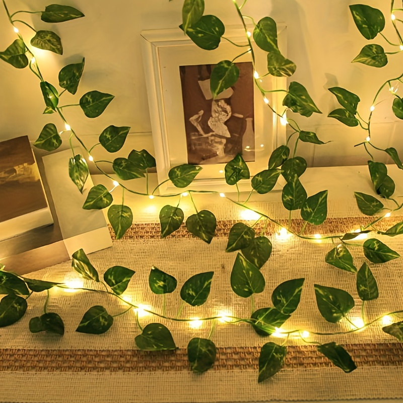 Vert Feuille Garland Guirlande lumineuse-Ivy Guirlandes-20/50 LED Flexible  Cuivre Parfait pour Intérieur, Chambre, 5 mètres 50