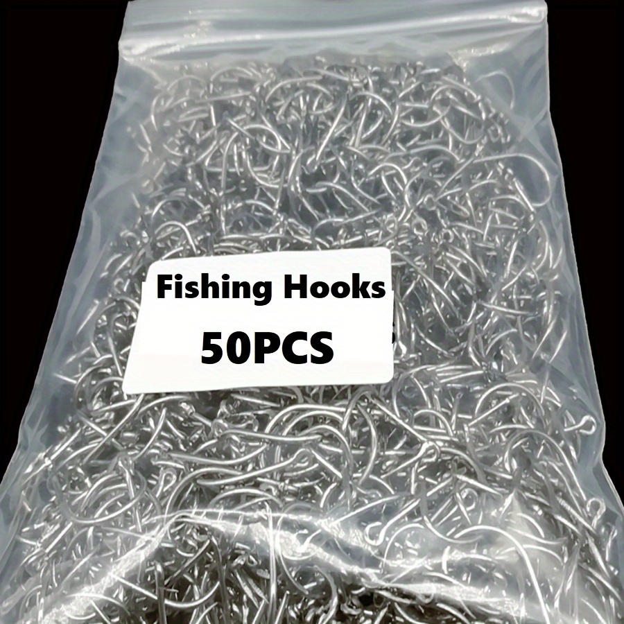 

50pcs Premium Carbon Steel Fishing Hooks, Sizes 3#-15# - Ideal For Carp & Angling Enthusiasts