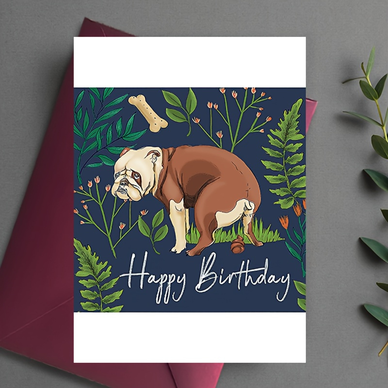 

1pc,birthday Card, , A Brown And White Is Surrounded By And A Few . Conveys A Warm And Celebratory Feeling. Suitable For To