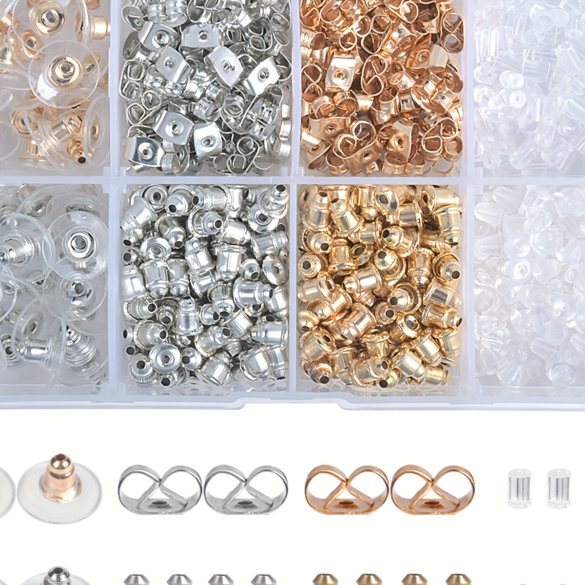 

640pcs Multi Style Earring Pin Backs Transparent Earring Clasps Earrings Stopper Ear Stud Clasps Pin Stopper For Safety Earring Accessories