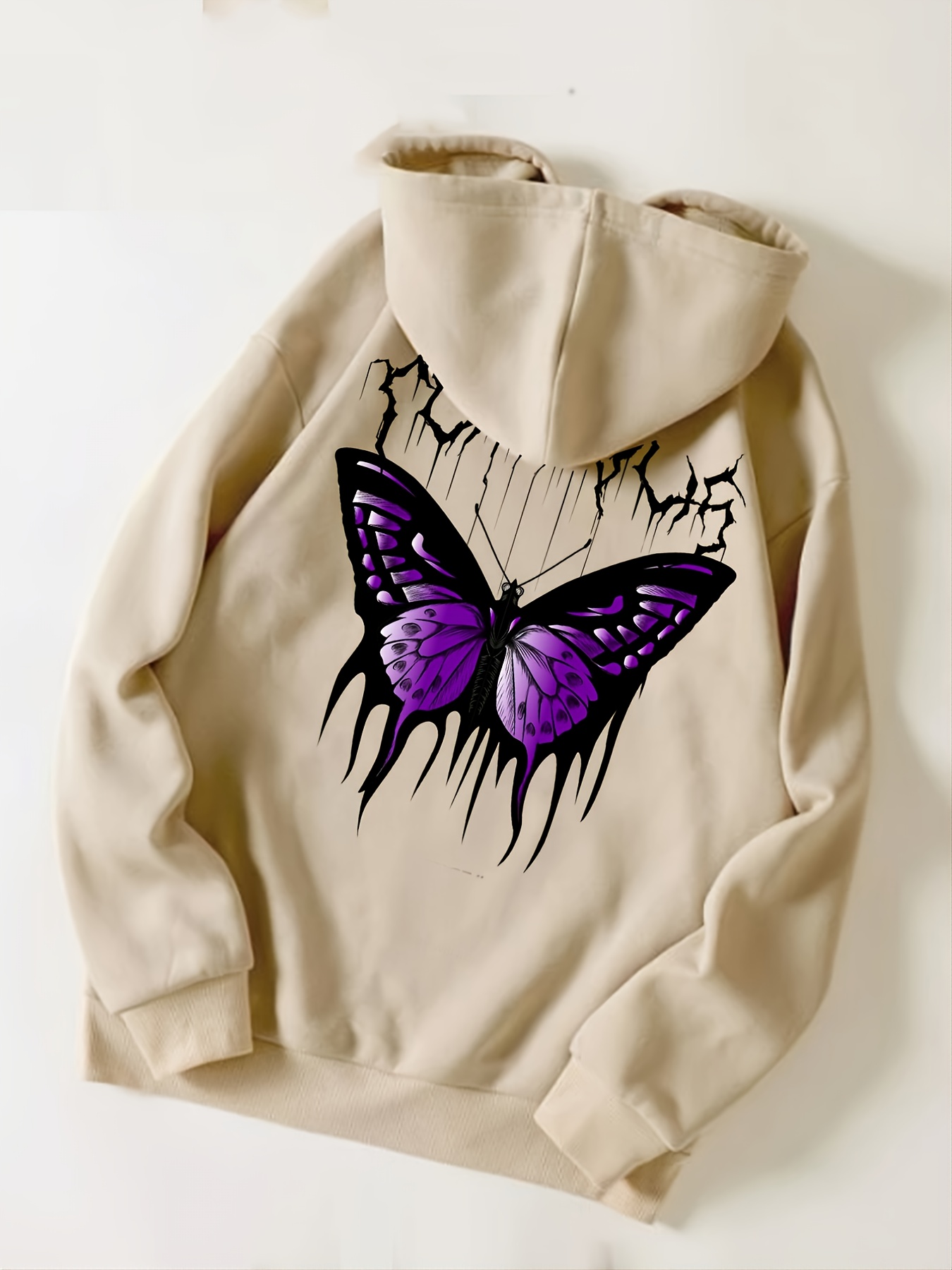 Butterfly Print Drawstring Fashion Hoodies Solid Color - Temu