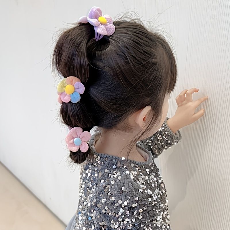 Colorful Flower Hair Band Girls Hair Accessories Colorful Small Elastic Hair  Bands Ponytail Holder Rubber Bands Headband | Don't Miss These Great Deals  | Temu