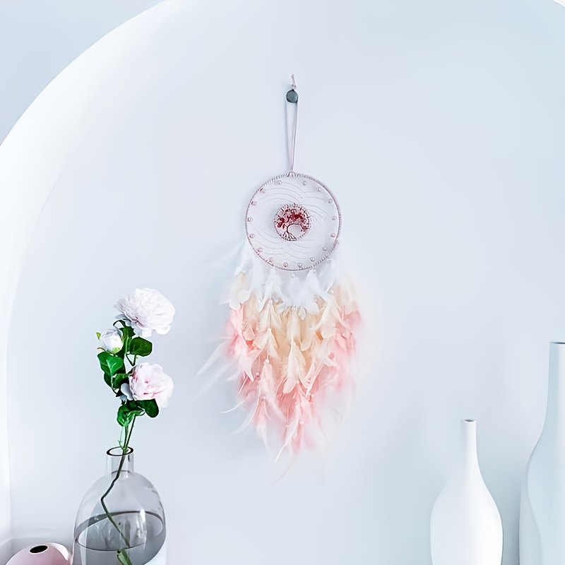 Nice Dream Pink Dream Catchers, Room Nursery Decor for Girls Boys, Handmade  Feather Wall Decor with Lights, Home Ornaments Craft Gift for Bedroom