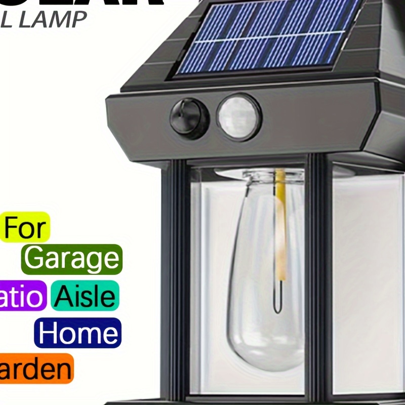 

1pc New Solar Tungsten Wall Lamp, 3 Modes, Outdoor Villa Garden Courtyard Waterproof Decoration Induction Lantern, Small Night Lamp