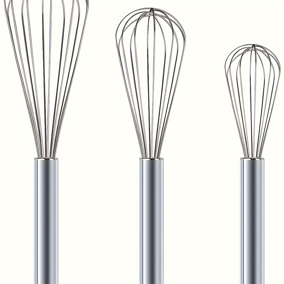 

3pcs Stainless Steel Egg Whisk Set - Versatile Sizes For Cooking & Baking, Rust-resistant Kitchen Gadgets