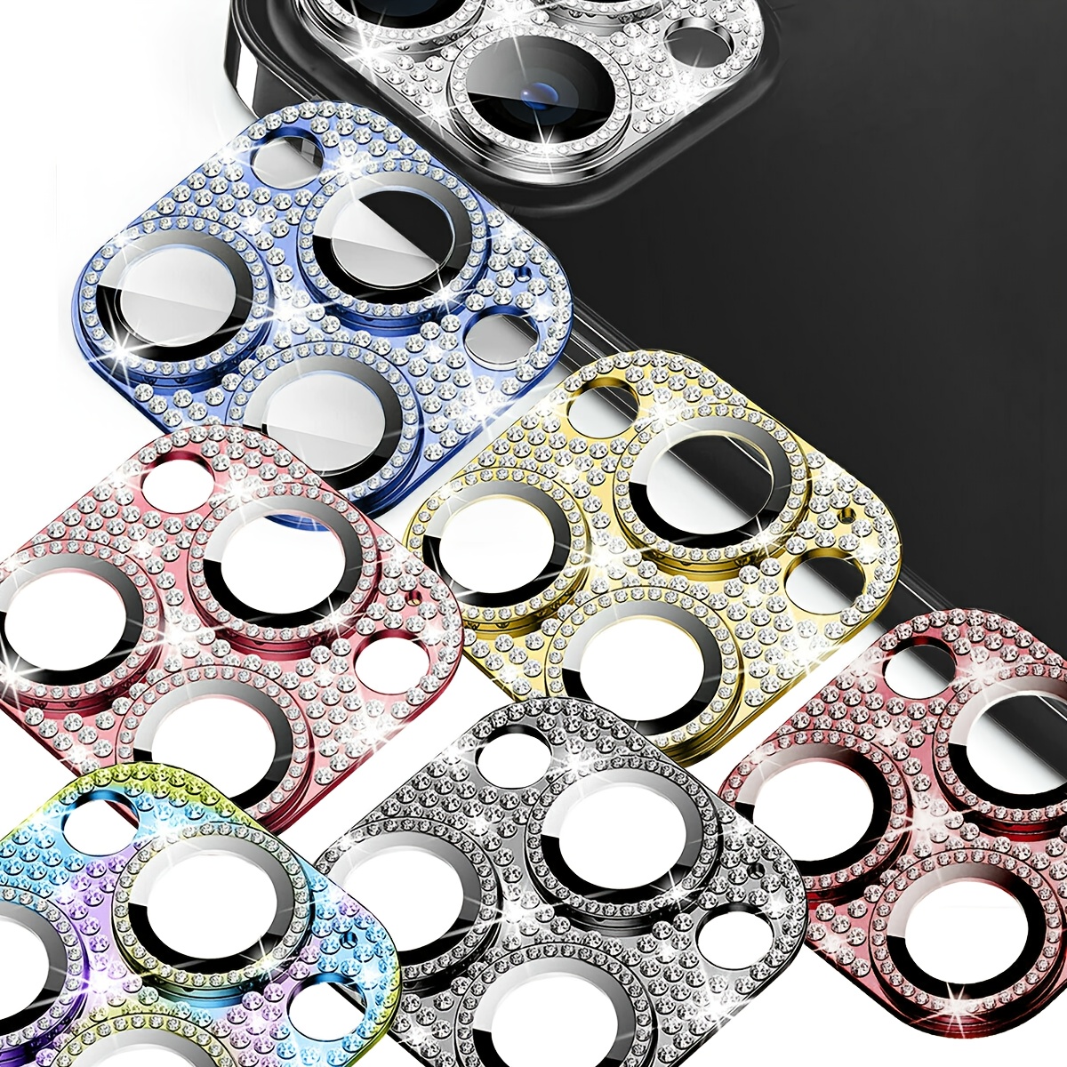 

For Iph14 13 12 Full Cover Metal Diamond Camera Lens Protector Case