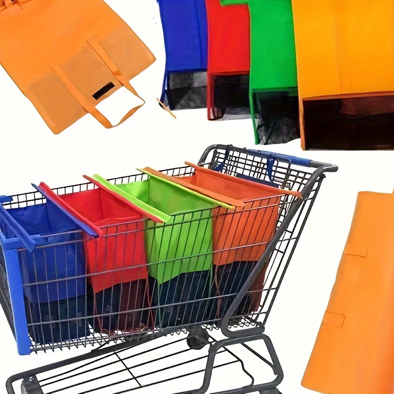 

4pcs Reusable Cart Trolley Storage Bag, Supermarket Shopping Bag, Foldable Grocery Shopping Bag & Sorting Bag