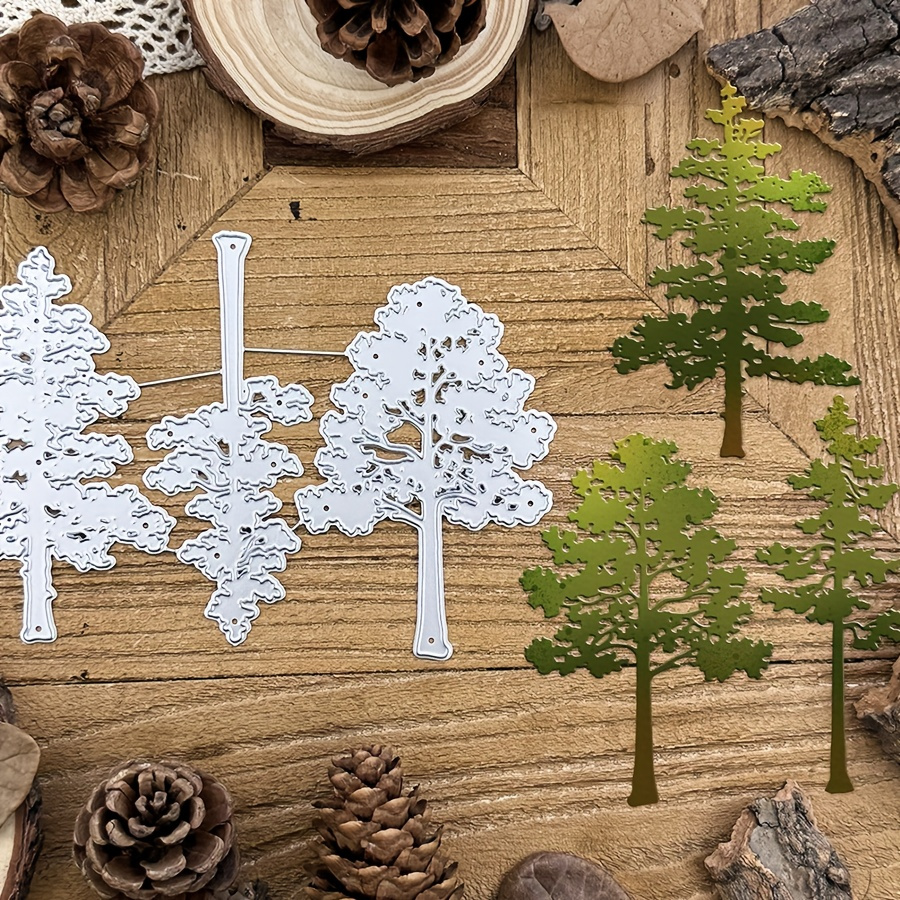 

Retro Fall And Winter Pine Trees Silhouettes Metal Cutting Dies Diy Scrapbooking Album Greeting Cards Home Decoration Holiday Blessing Handle Hand Made Eid Al-adha Mubarak