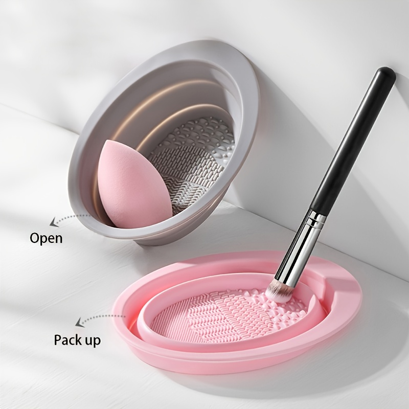 1Pcs Silicone Folding Bowl Beauty Egg Cleaning Tool Powder Puff Cleaning  Pad Wash Plate Makeup Brush Cleaning Artifact Tools