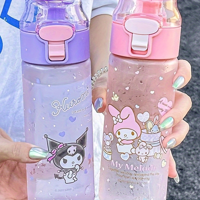 

1pc 550ml/18.6oz Cute Tritan Water Cup, Cartoon Flip Top Water Bottle With Filter, For Outdoor Sports, Fitness, Travel, Kuromi, Melody, Pom Pom Purin, Pochacco Style
