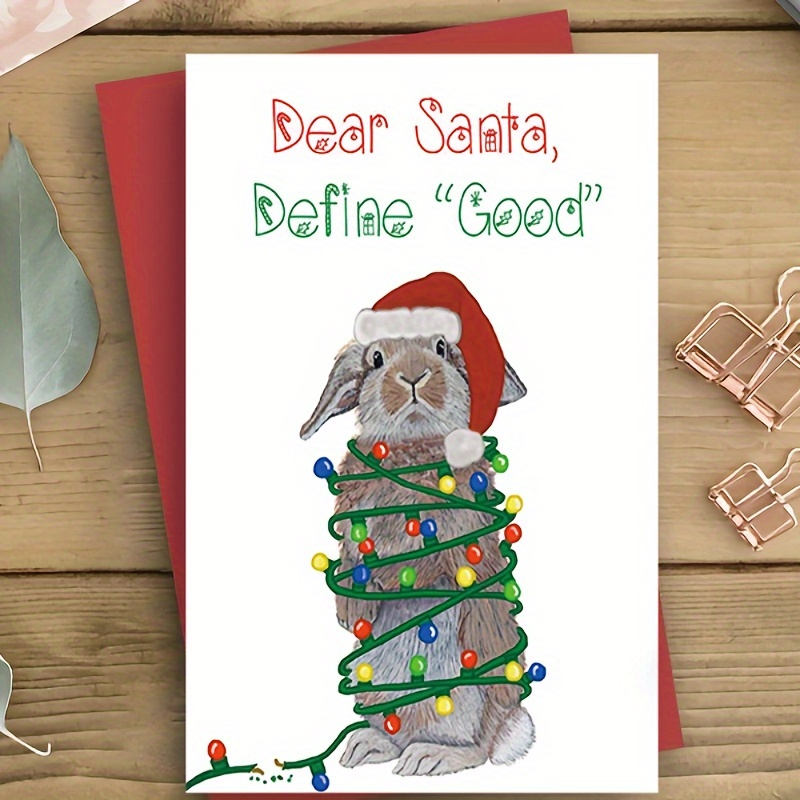 

1pc Christmas Bunny Greeting Card With Lights - For Anyone, Christmas Season Wishes And Greetings