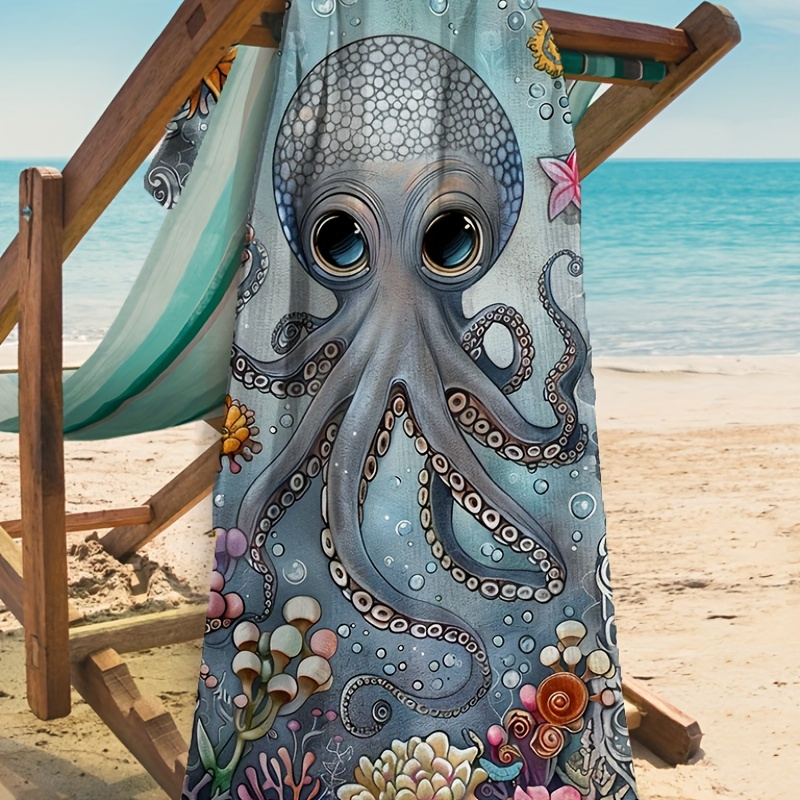 

1pc Insulation Blanket Beach Towels Lightweight Thin Towels For Swimming Beach Camping Octopus With Big Eyes Pattern Blanket 29inch X 58inch