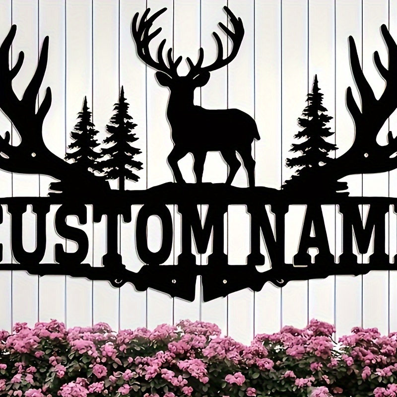 

Personalized Rustic Metal Deer & Wall Art - Custom Name Sign For Farmhouse Decor, Living Room, Office, Porch, Patio - Unique Gift Idea