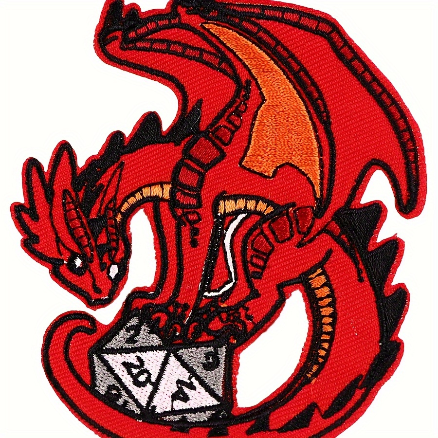 

Red Embroidered Dragon And Dice Patch - Perfect For Gaming And Fantasy Enthusiasts