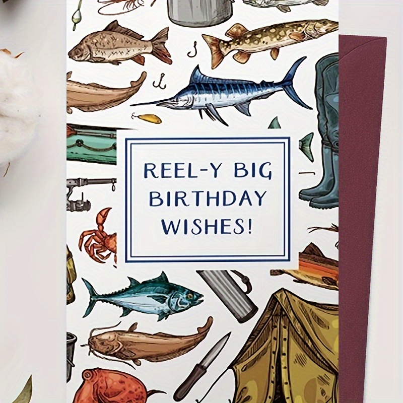 

1pc Fun Fish Card, Happy Birthday, Festival Greeting Cards, Birthday Card, Give It To Everyone, The Best Gift For Friends And Family, Gift Cards