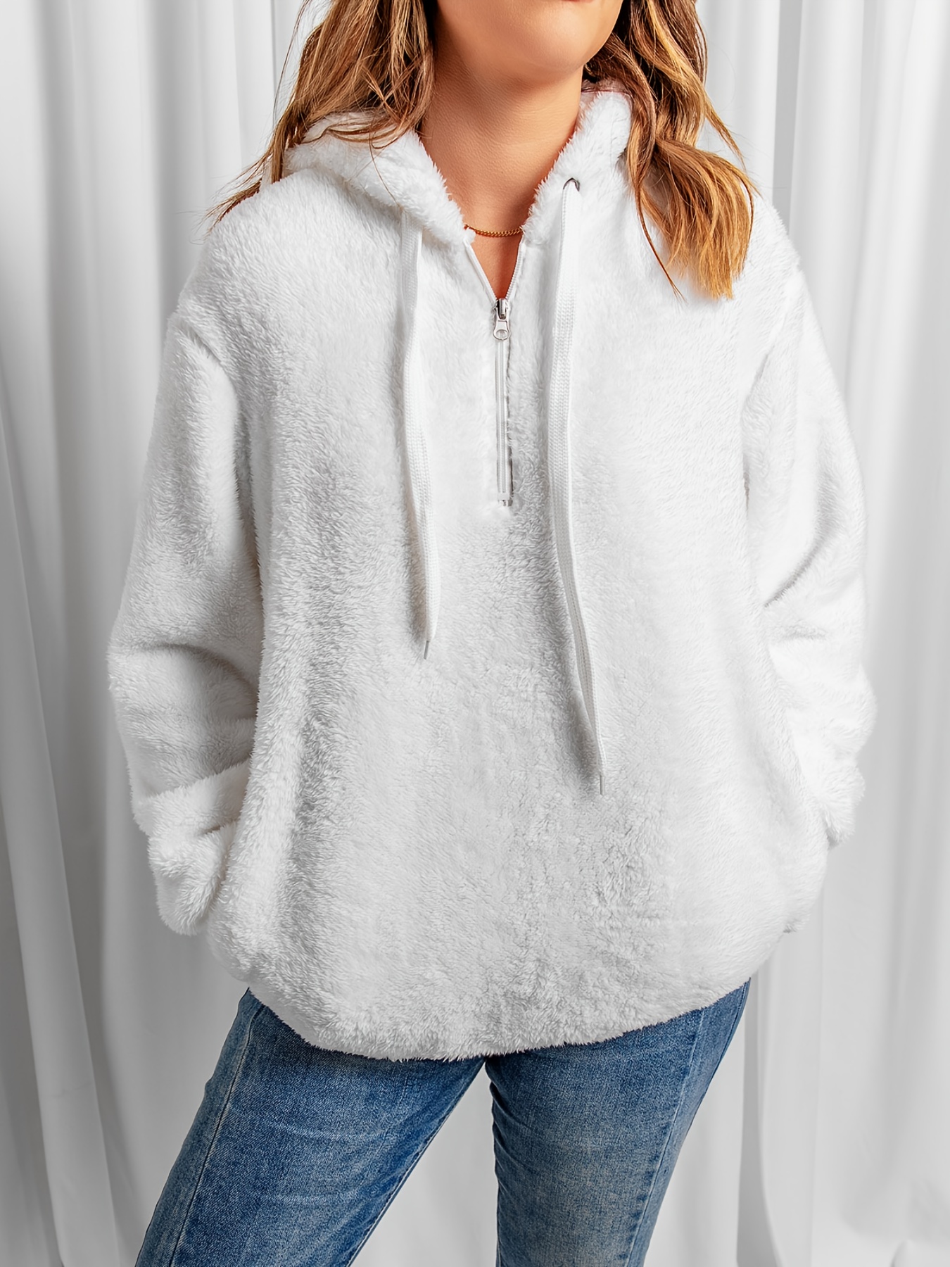 Half zip fluffy discount sweatshirt