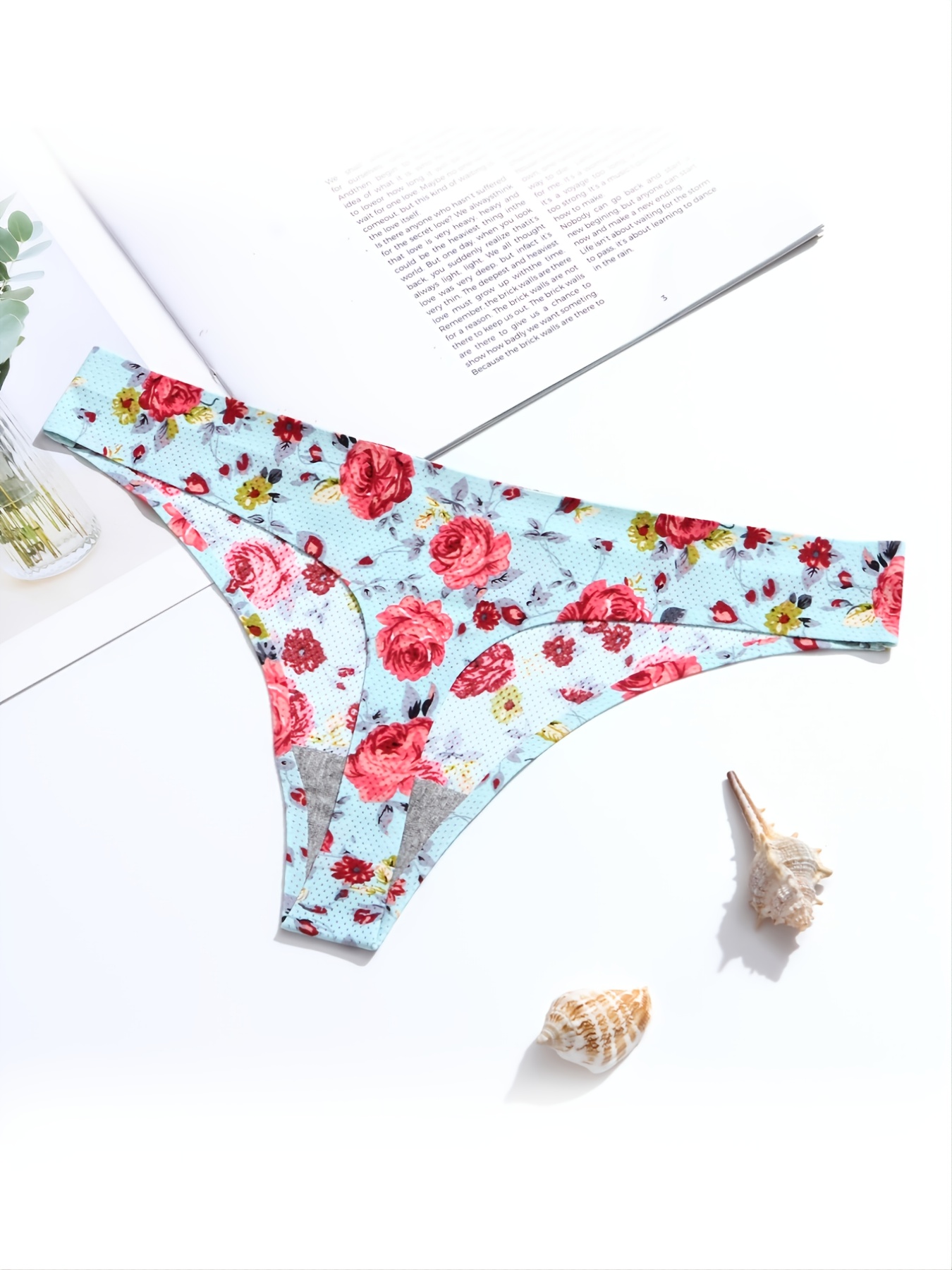Thong Underwear Women Floral Print Breathable Cotton Women's - Temu Canada