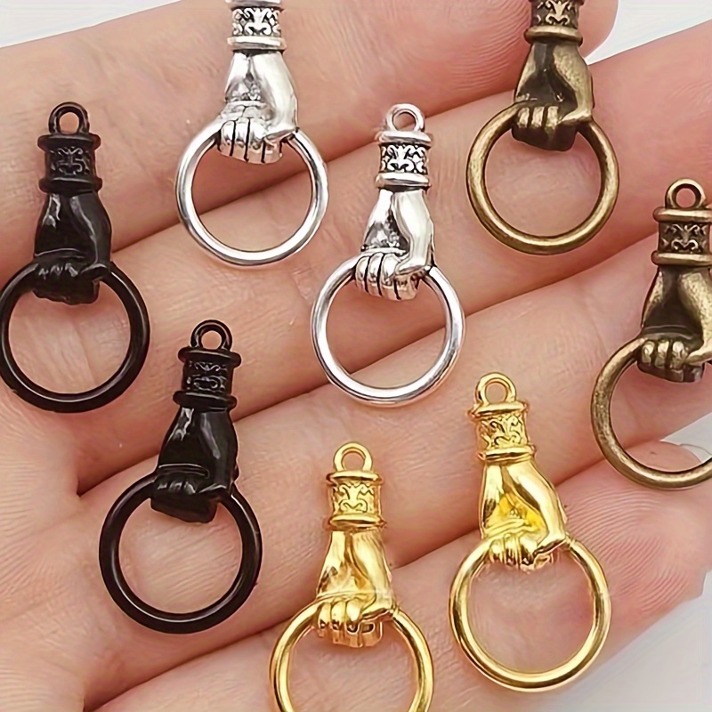 

10pcs Alloy Hand Charm Connectors - Hoop Pendants For Diy Bracelets, Earrings, Necklaces - Craft Jewelry Making Accessories, Non-powered Alloy Charms For