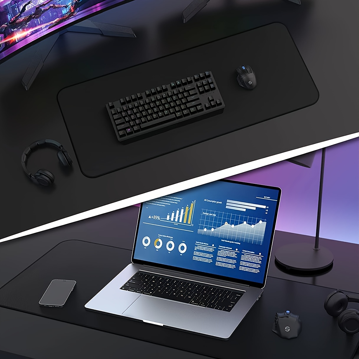 L Size Solid Black Professional Control Oriented Gaming Mouse Pad 31 5 X 11  8 With 20pcs Universal Ice Arc Ii Gaming Mouse Foot Stickers, Shop The  Latest Trends