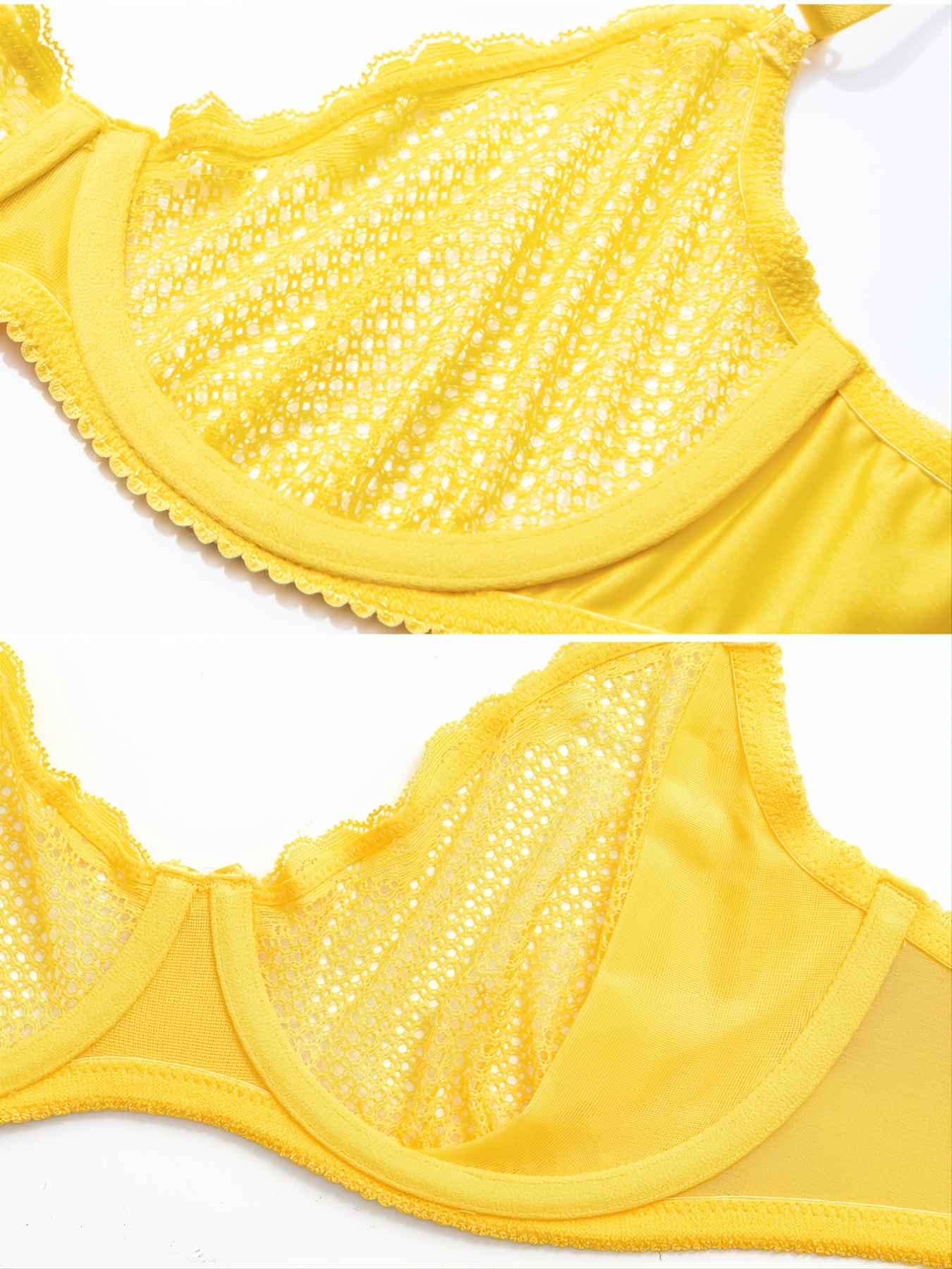 Bombshell Broderie Unlined Lace Balconette Bra in Yellow