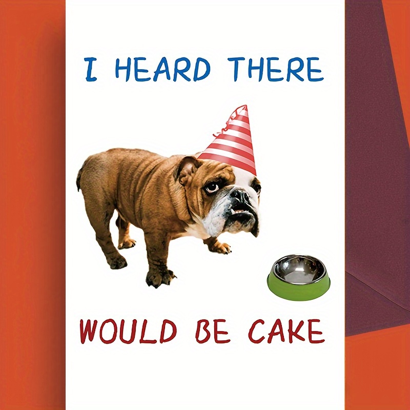 

1pc Greeting Cards The Picture Is An Interesting Image Showing A British Bulldog Wearing A Birthday Hat. Suitable For Giving To Family And Friends.