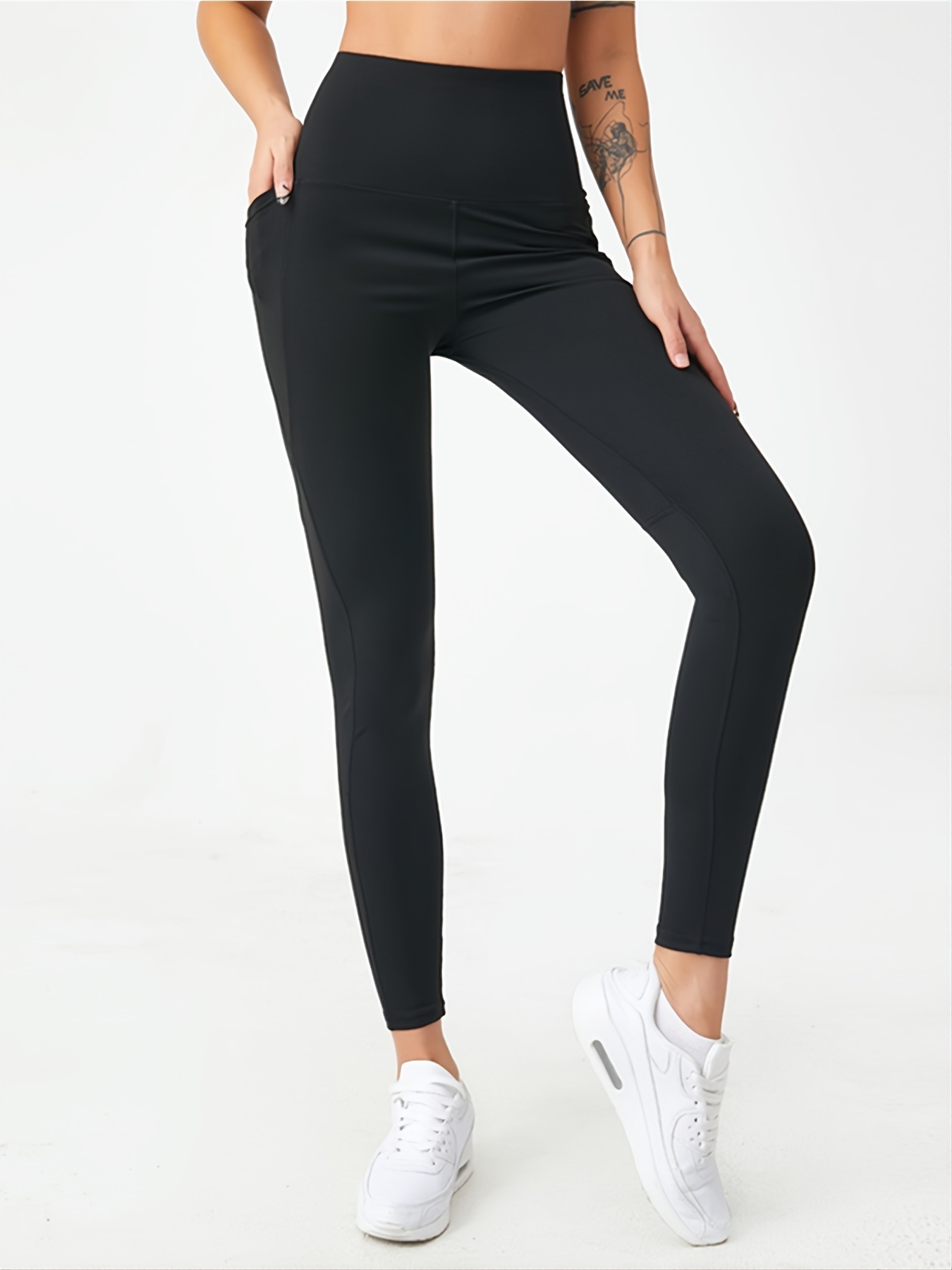 High waisted Yoga Leggings Phone Pocket Sweat Absorption - Temu