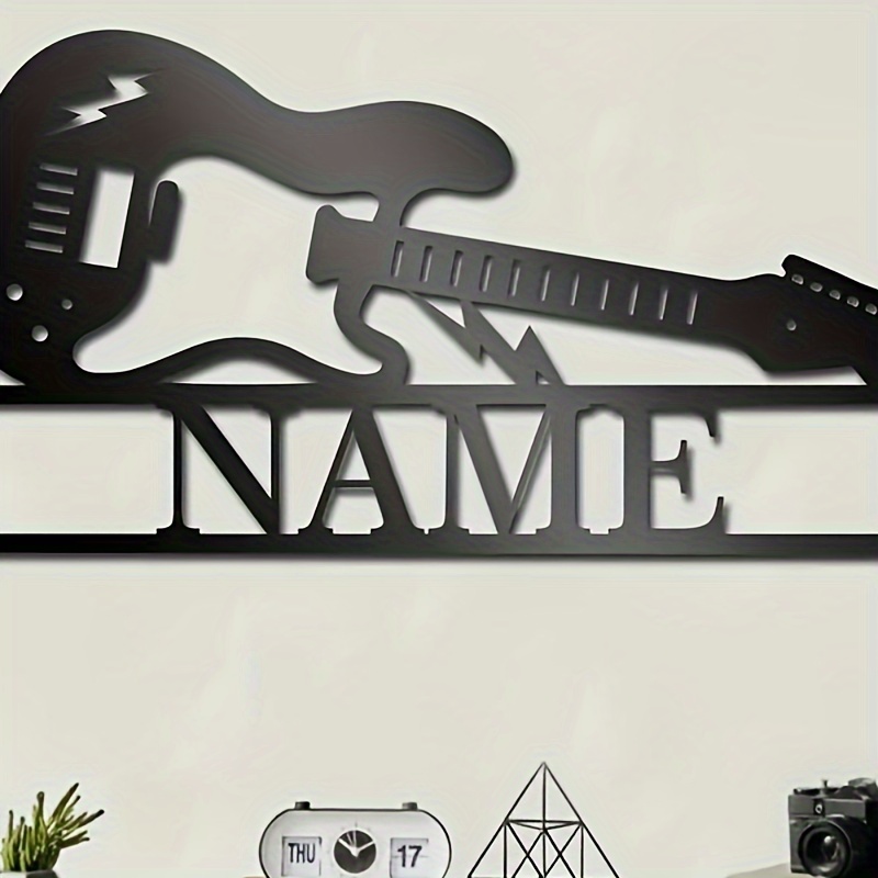 

Custom Guitar Silhouette Metal Sign - Personalized Name Wall Art For Music Lovers, Matte Home & Porch Decor