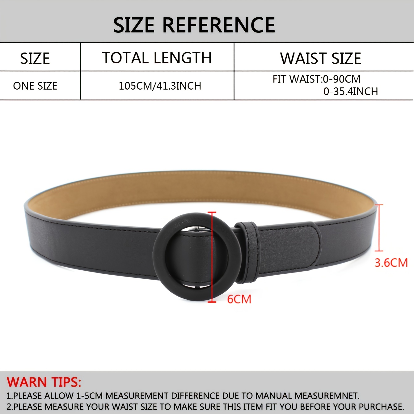 Buy Black High Waist Belt For Dresses, Round Buckle 6cm