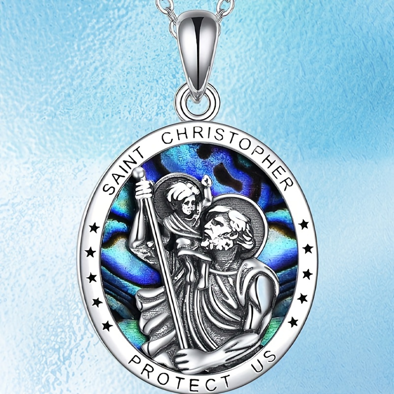 

St. Christopher Round Necklace For Birthday Day Christmas Gift