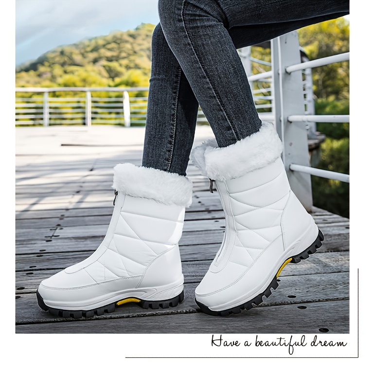 Women's Snow Boots Winter Warm Calf Shoes Zipper - Temu