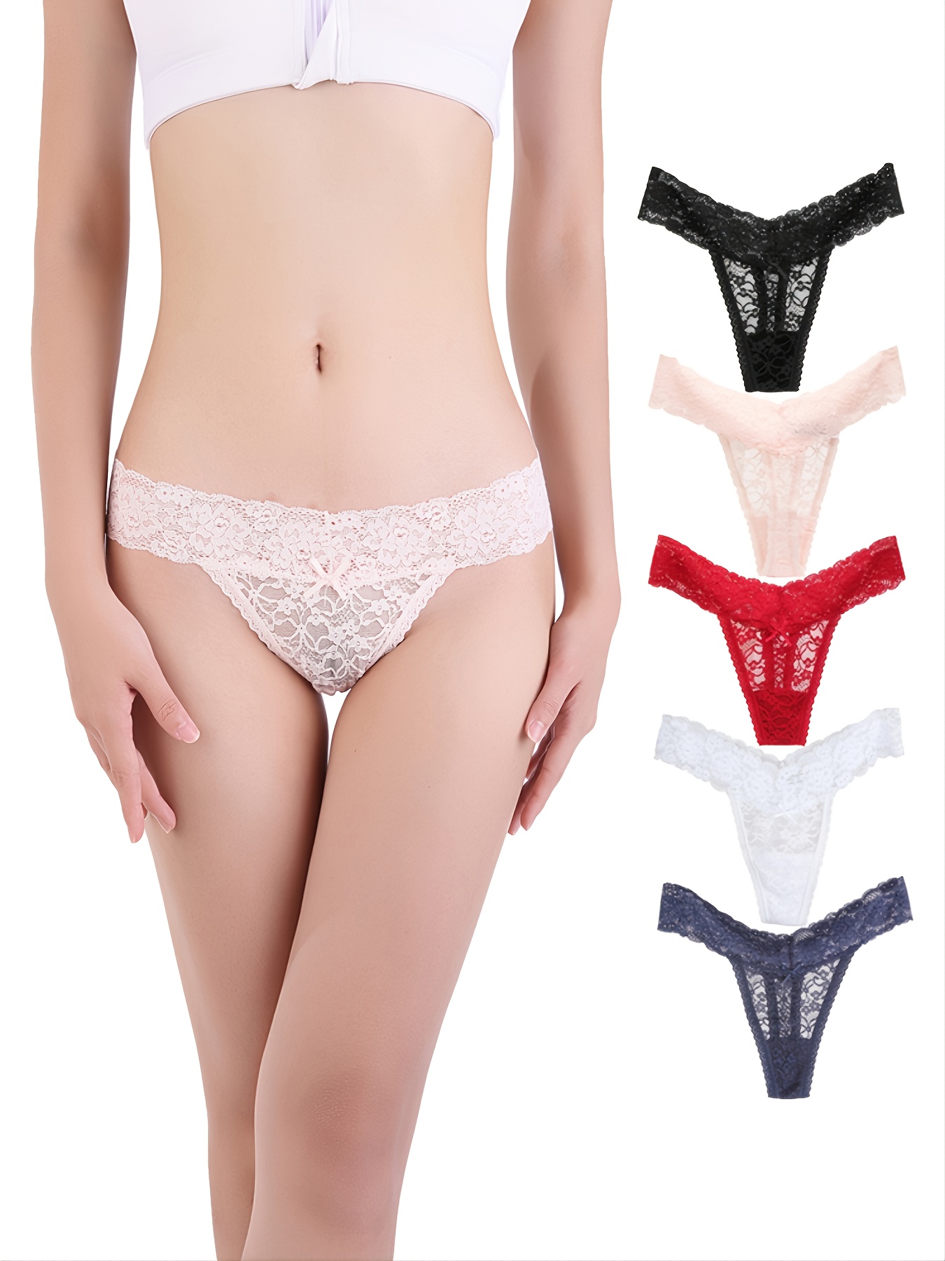 Women's Sexy Lace Cheeky Thong Underwear Nylon Hipster See - Temu
