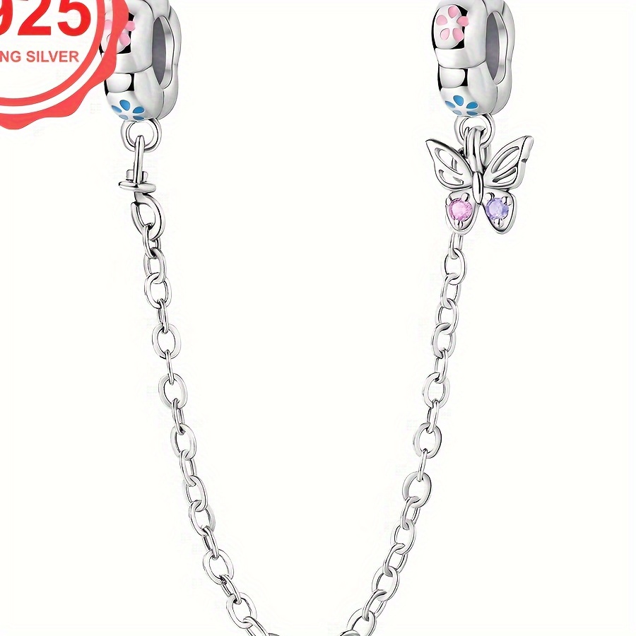 

1pc 925 Sterling Silver Diy Bracelet Haruhi Flower Butterfly Safety Chain Charms For Women Luxury Fashion Jewelry Gift