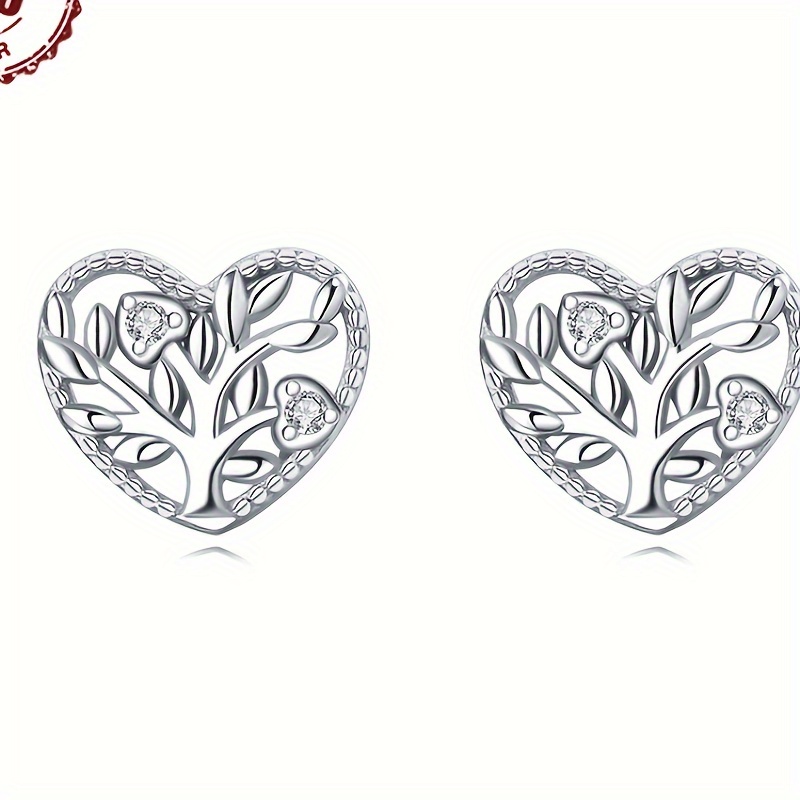 

925 Sterling Silver Elegant Style Love Tree Of Life Stud Earrings Hypoallergenic Daily Earrings For Women Diy Jewelry Gift