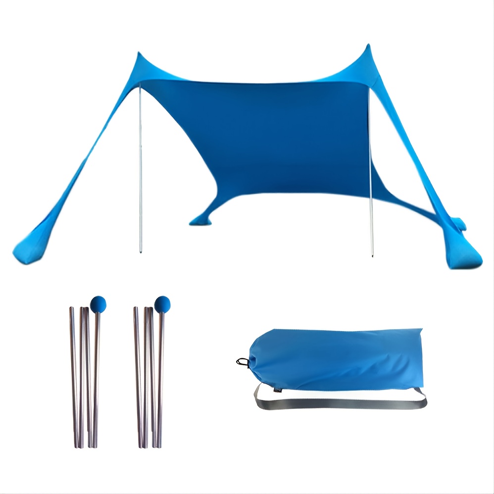 Tent Sun Shelter with Sand Shovel Tent Stakes&Stability Poles Beach Canopy  Sun Shade UPF50+ for Camping