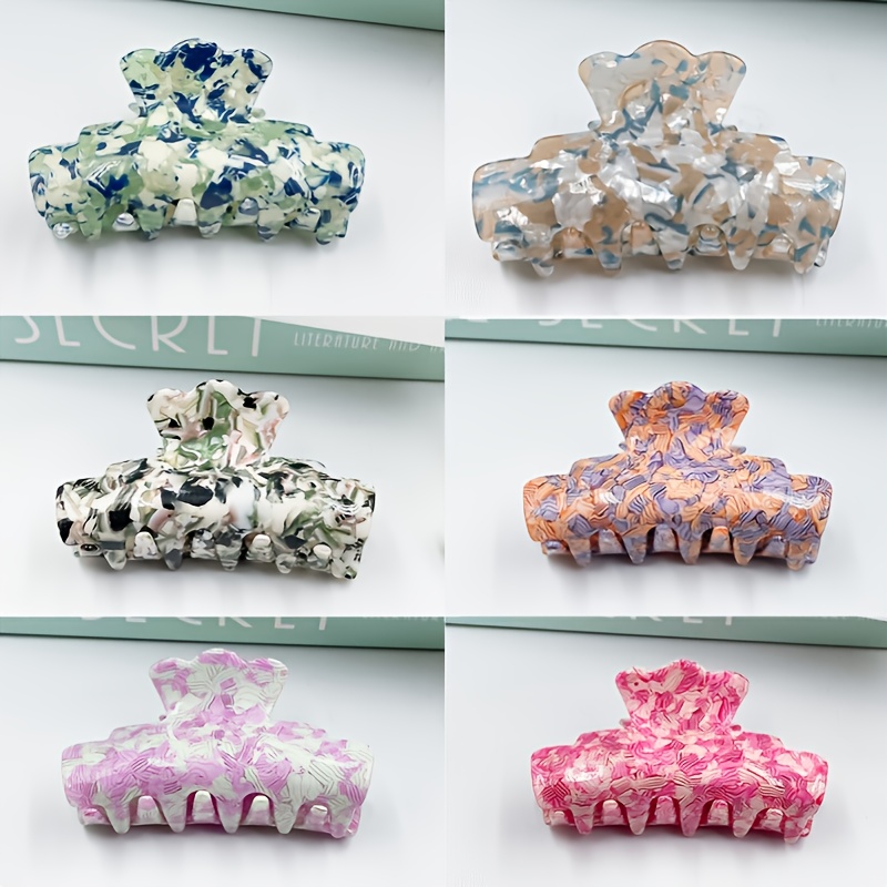 Colorful Retro Pattern Acrylic Hair Clips