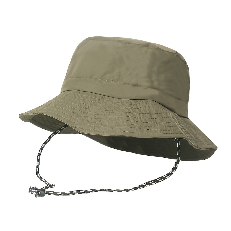 Khaki Cute Washed Hat, Men's Packable Outdoor Fishing Hunting Hat Adjustable Strap and Sun Hat, Bucket Hats for Men,Temu