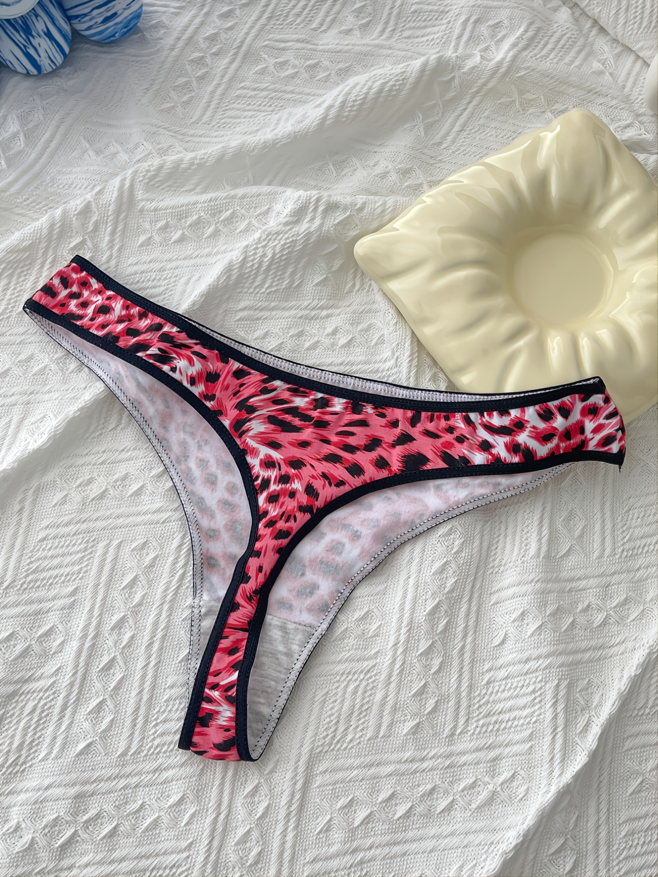 5 Pcs Leopard Seamless Thongs, Comfortable Stretch Panties, Women's  Underwear & Lingerie