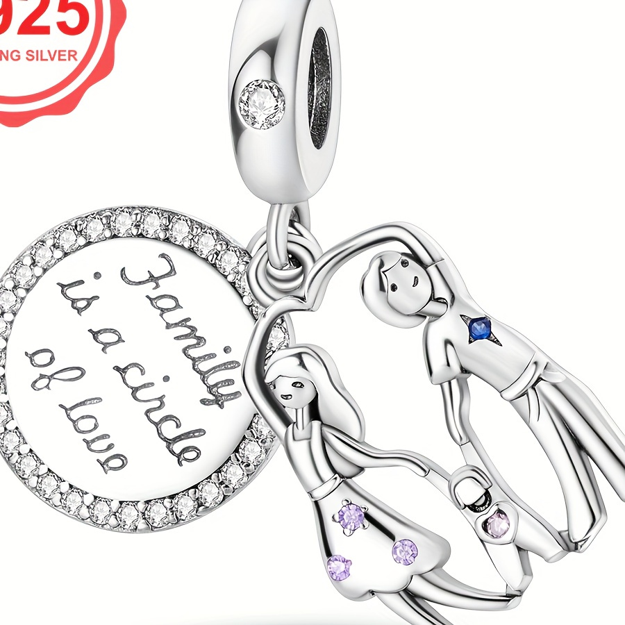 

1pc 925 Sterling Silver Diy Bracelet Happy Family Pendantcharms For Women Luxury Fashion Jewelry Gift